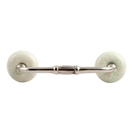 White and Green Crackle Ceramic Bridge Handle